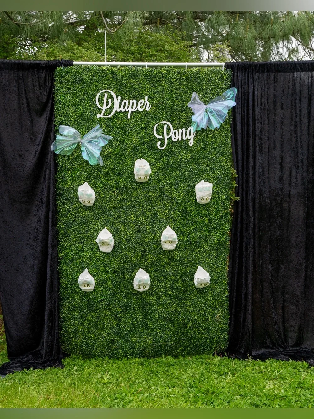 White Diaper Pong Decorative Game Party Sign
